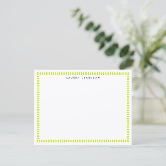 Invitation Vibrant Lime Hand Painted Striped Frame Note Card (Debout devant)