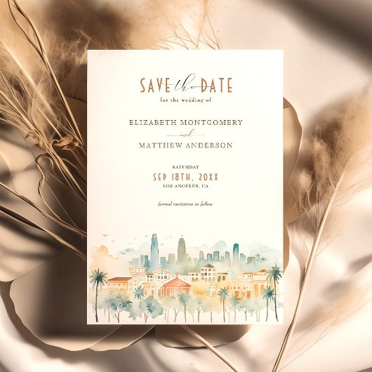 Invitation Vibrant Los Angeles Skyline Enregistrer la date