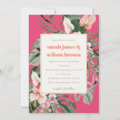 Invitation Vibrant Magenta Blush Boho Tropical Floral Mariage (Devant)