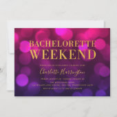 Invitation Vibrant Magenta Bokeh Lumières Bachelorette Week-e (Devant)