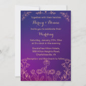 Invitation Vibrant Magenta Purple avec Mariage fleuri (Devant)