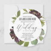 INVITATION VIBRANT MAROON GREEN BLOOM FOLIAGE MARIAGE BUNCH (Devant)