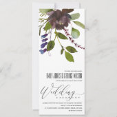 INVITATION VIBRANT MAROON GREEN BLOOM FOLIAGE MARIAGE BUNCH (Devant)