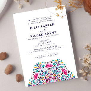 Invitation Vibrant mexicain Fiesta Rainbow Mandala Mariage