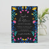 Invitation Vibrant mexicain Floral Fiesta Mariage (Debout devant)