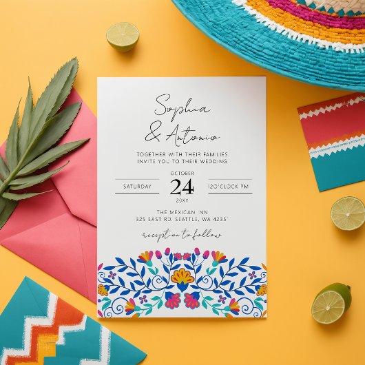 Invitation Vibrant mexicain Floral Fiesta Mariage