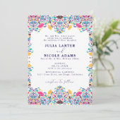Invitation Vibrant mexicaine Fiesta Rainbow Photo Mariage (Debout devant)