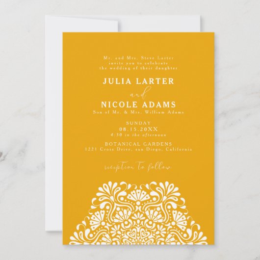 Invitation Vibrant Mexican Fiesta Rainbow Mandala Wedding (Devant)