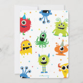 Invitation Vibrant mignon petits monstres garçon 1er annivers (Dos)