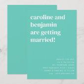 Invitation Vibrant Mint Aqua Turquoise Clean Mariage moderne (Devant / Derrière)