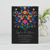 Invitation Vibrant Oiseaux mexicains Otomi Floral Fiesta Mari (Debout devant)