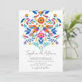 Invitation Vibrant Oiseaux mexicains Otomi Floral Fiesta Mari (Debout devant)