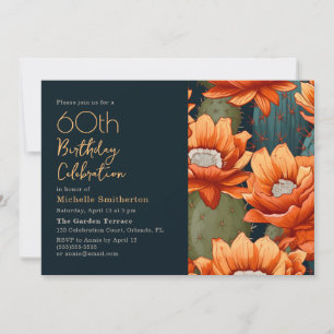 Invitation Vibrant Orange Green Cactus Desert 60e anniversair