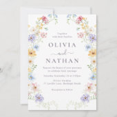 Invitation Vibrant Pastel Wildflowers Modern Wedding (Devant)