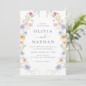 Invitation Vibrant Pastel Wildflowers Modern Wedding (Debout devant)