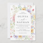 Invitation Vibrant Pastel Wildflowers Wreath Wedding (Devant)