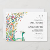 Invitation Vibrant Peacock Botanical Spring Wedding (Devant)
