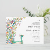 Invitation Vibrant Peacock Botanical Spring Wedding (Debout devant)