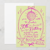 Invitation Vibrant Personnalisé 30e Anniversaire Disco Main t (Devant / Derrière)