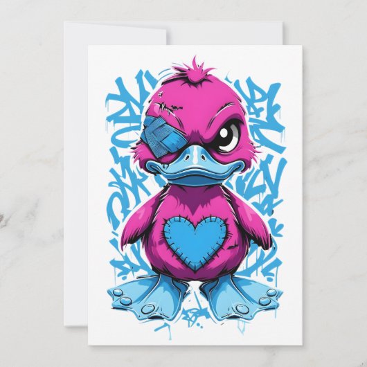 Invitation Vibrant Pink Graffiti Duck (Devant)