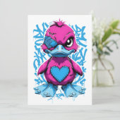 Invitation Vibrant Pink Graffiti Duck (Debout devant)