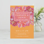 Invitation Vibrant Pink Hibiscus Tropical Wedding  (Debout devant)