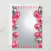 Invitation Vibrant Pink Silver Balloons Glitter 15th Birthday (Dos)
