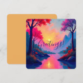 Invitation Vibrant Pink Sunset Dreamy Fantasy Landscape (Devant / Derrière)