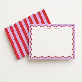 Invitation Vibrant Purple & Red Wavy Border Note Card