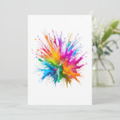 Invitation Vibrant Rainbow Paint Splatter Explosion (Debout devant)