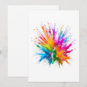 Invitation Vibrant Rainbow Paint Splatter Explosion (Devant / Derrière)