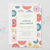 Invitation Vibrant Retro Floral Colorful Graduation Party (Devant)
