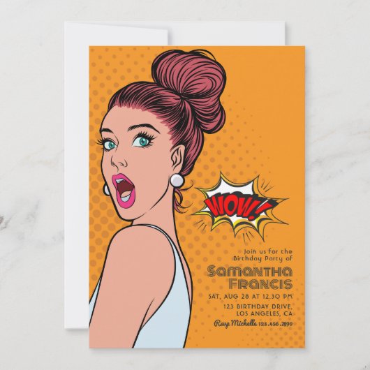 Invitation Vibrant Retro Pop Art Anniversaire Bash (Devant)