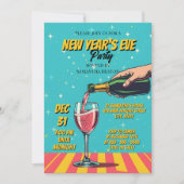 Invitation Vibrant Retro Pop Art New Year's Eve Party (Devant)