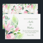 Invitation Vibrant Romantic Tropical Floral Magnolia Mariage<br><div class="desc">Donnez le ton d'une célébration vibrante et romantique avec ce faire-part de mariage tropical fleuri. Doté de magnolias roses douces, de feuilles verts luxuriants et d'un élégant script, ce design allie beauté botanique et charme intemporel. Idéal pour les mariages à destination, les espaces de jardin ou les couples qui aiment...</div>