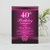 Invitation Vibrant rose 40e anniversaire Célébration (Debout devant)