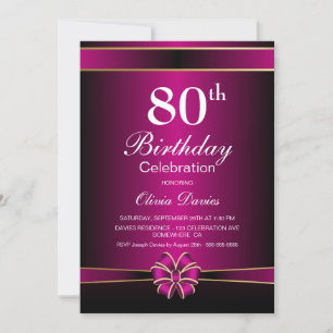 Invitation Vibrant rose 80e fête d'anniversaire