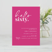 Invitation Vibrant rose chaud Bonjour Soixante 60e fête d'ann (Debout devant)