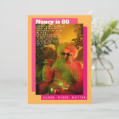 Invitation Vibrant rose et jaune photo Anniversaire senior (Debout devant)