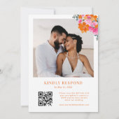 Invitation Vibrant rose et orange Jardin Floral Mariage (Dos)