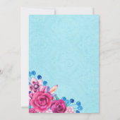 Invitation Vibrant rose floral bébé fille Aqiqah (Dos)