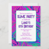 Invitation Vibrant rose Turquoise Super Anniversaire Slime Pa (Devant)