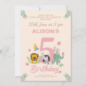Invitation Vibrant Safari Pastel Cinquième anniversaire (Devant)