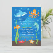 Invitation Vibrant sous le parti Baby shower de la mer (Debout devant)