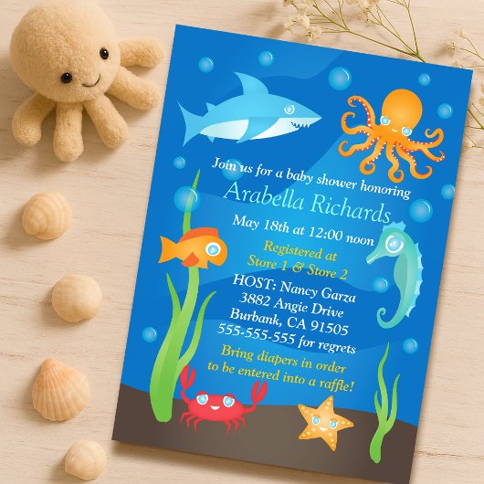 Invitation Vibrant sous le parti Baby shower de la mer