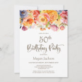 Invitation Vibrant Spring Floral 50e fête d'anniversaire (Devant)