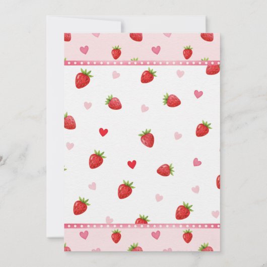 Invitation Vibrant Strawberry Coquette Bow Berry First Birthd (Dos)