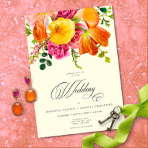 Vibrant Summer Floral Yellow Orange Pink Wedding