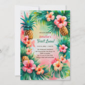 Invitation Vibrant Tropical Hawaiian First Luau 1er anniversa (Devant)