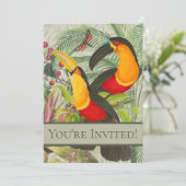 Invitation Vibrant Tropical Toucan Birds Art Exotic Jungle (Debout devant)